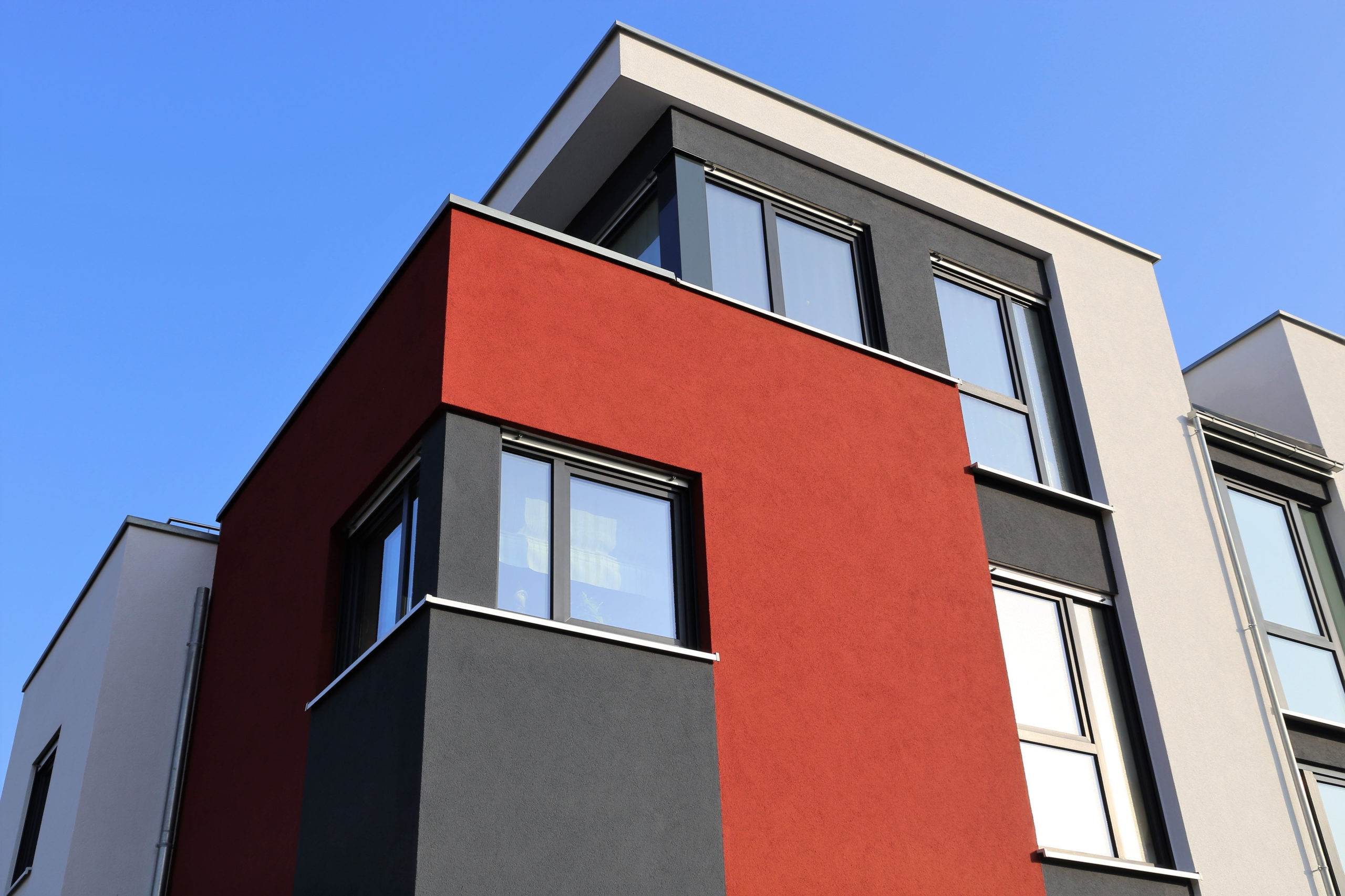 Residential home with modern facade painting, exterior shot